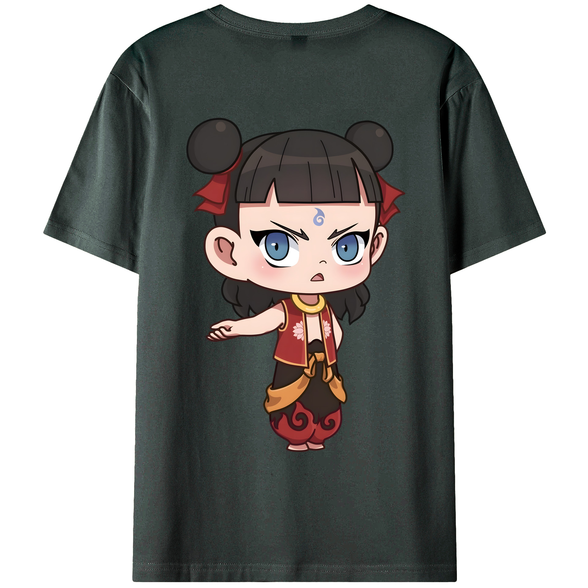 （画像用） Ne Zha 2 ナタ 魔童の大暴れ 綿100％ メンズ半袖Tシャツ（バックプリント） 通気性